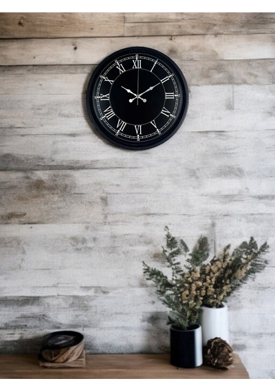 36 Cm Modern Siyah Duvar Saati Çok Renkli