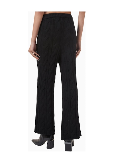Rowen Rose Large Pants, Lüks Yün Triko Geniş Paçalı Modern Ve Zamansız Şık Pantolon Siyah
