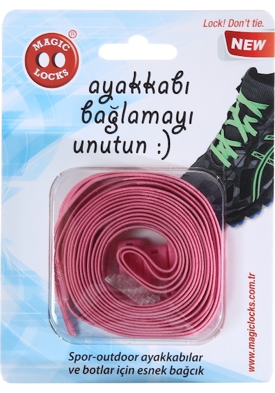 Magic Locks Akılı Elastik Yassı Bağcık-Pembe Pembe
