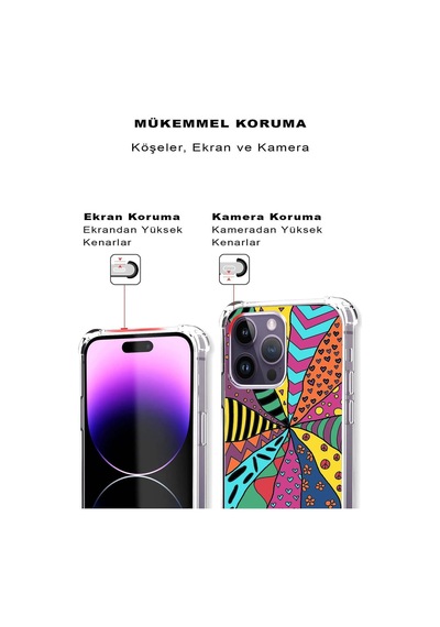 Samsung Galaxy M34 İle Uyumlu Retro Color 4 Baskılı Şeffaf Köşe Korumalı Antişok Kılıf