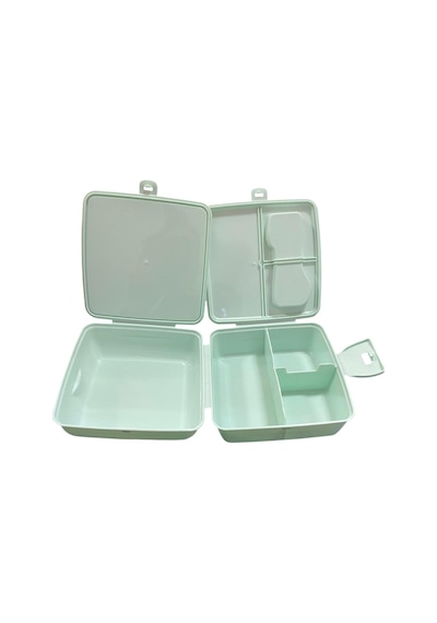 Beslenme Kutusu 4 Bölmeli Frozen Mint Yeşili Renk Kız Figürlü 1 Adet Yemek Saklama Kabı Beslenme Çantası Mint Yeşili