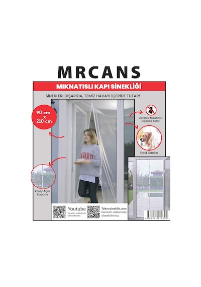 Mıknatıslı Kapı Sinekliği 90x210 Cm Raptiye Ve Cırt Bant 90 X 210 Mıknatıslı Tül