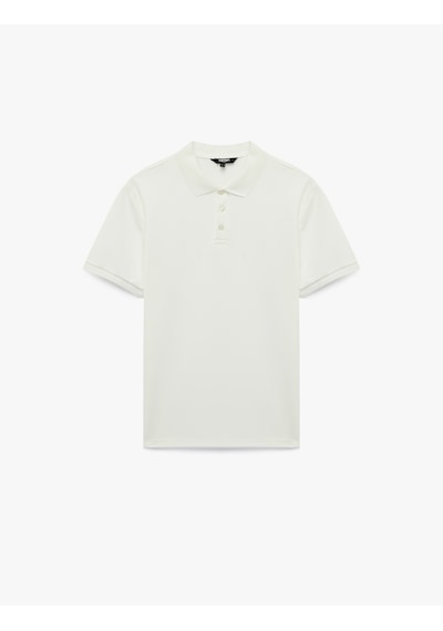 Koton Kısa Kollu Düğmeli Polo Yaka Slim Fit Tişört Beyaz 6sam10077mk