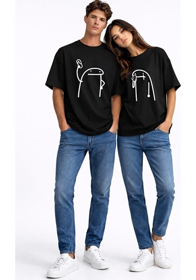 Nevermind Komik Terlik Fırlatan Çöp Adam Çift Tişörtü Oversize Unisex Sevgi Siyah Nevermind Komik Terlik Fırlatan Çöp Adam Çift Tişörtü Oversize Unisex Sevgi Siyah