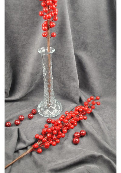 1 Adet Dal Uzun 65 Cm Yapay Kokina Çiçeği Dekoratif Yılbaşı Çiçek New Year Christmas Kırmızı