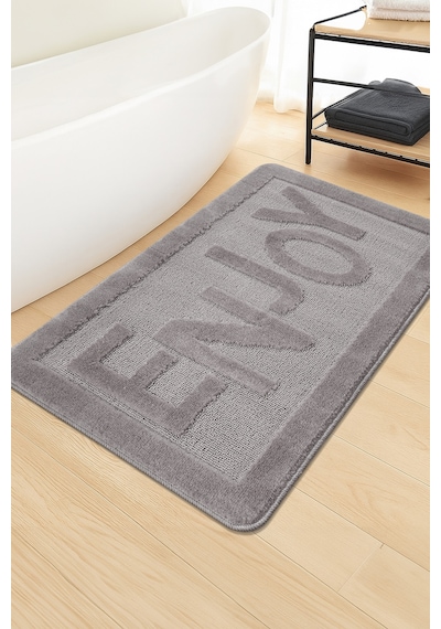 Doğal Kaymaz Taban Banyo Paspas Uzun Ömürlü Yumuşak Dokulu Su Emici Yıkanabilir Enjoy 60x100 Gri