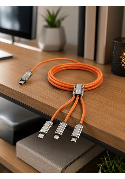 Usb Typec, Lightning Ve Micro Usb Uyumlu 3'ü 1 Arada Hızlı Şarj Kablosu