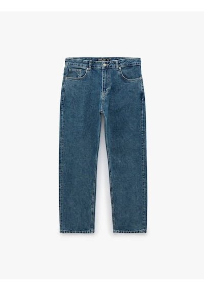 Koton Normal Bel Cepli Pamuklu Vintage Straight Fit Jean Pantolon Orta İndigo 6sam40312nd Koton Normal Bel Cepli Pamuklu Vintage Straight Fit Jean Pantolon Orta İndigo 6sam40312nd