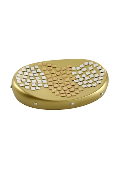Buççin Online Mağaza Sabunluk Altın Mozaik Model Poliresin 12x9x4cm Banyo Seti Reçine Altın Çok Renkli