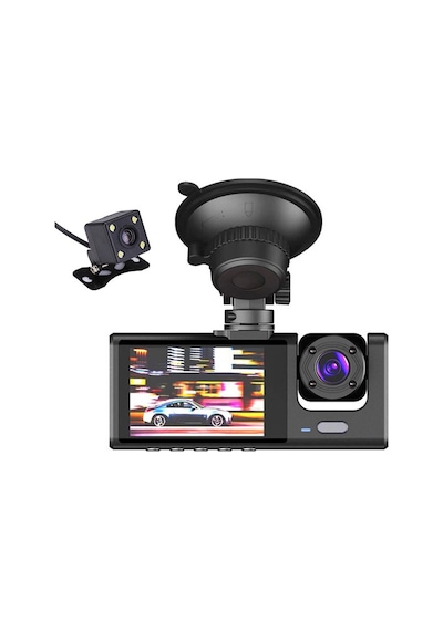 Çeşithane 3 Kanallı Full Hd Araç İçi Kayıt Cihazı - Üç Lensli Ön, İç Ve Arka Kamera, 24 Saat Park Mo
