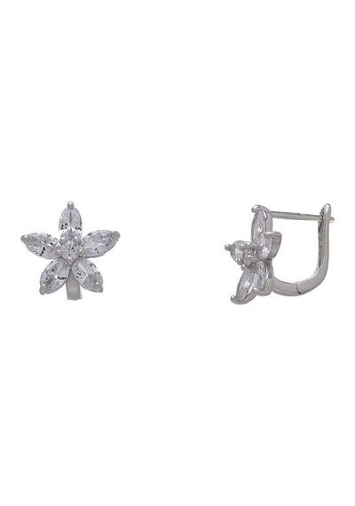 Çiçek Model-3 925 Ayar Gümüş Zirkon Taşlı Kadın Küpe Gümüş