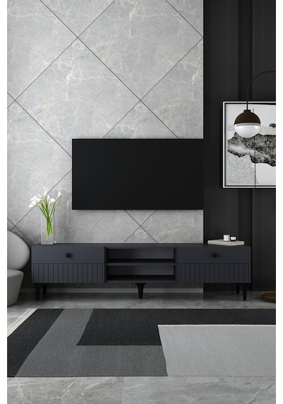 180dhdtsr7a İlay Lazer Desenli Raflı Tv Sehpası Antrasit