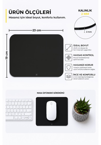 Siyah Renkli Ergonomik Mouse Pad, Kaymaz Yüzey İle Ev Ve Ofis Kullanımı İçin İdeal