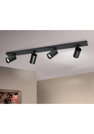 100 Cm Gu10 Dörtlü Siyah Metal Gövde Hareketli Başlık Led Spot Av