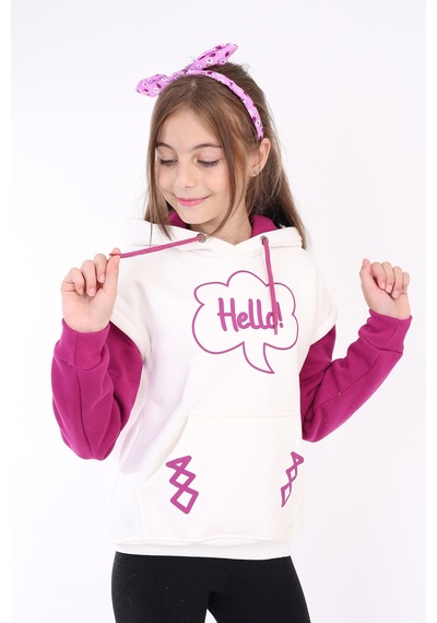 Toontoy Kız Çocuk Baskılı Sweatshirt Ekru