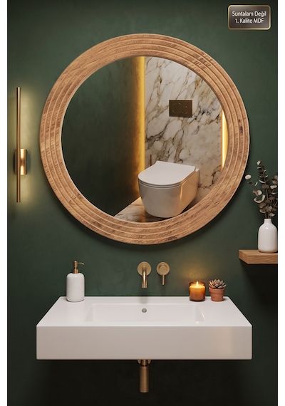 Antik Ahşap Oval Dekoratif Ayna Dresuar Boy Koridor Konsol Aynası Banyo Oda Lavabo Wc Mutfak Makyaj Aynası Yn-108 Atlantik Çam