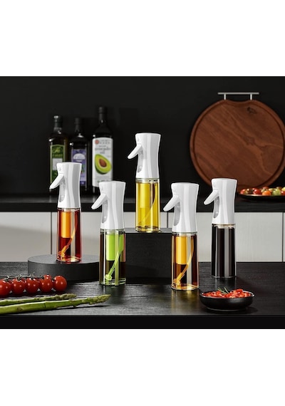 Cam Sprey Yağdanlık, Akıtma Damlatma Yapmaz, Limon, Sirke, Yağ Püskürtücü 225 Ml Airfryer Kızartma Izgara Salata İçin Yağlık 1 Adet. Siyah Çok Renkli