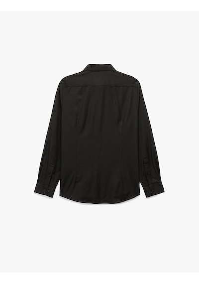 Koton Slim Fit Yarım İtalyan Yaka Uzun Kollu Gömlek Siyah 6wam60157hw Siyah Koton Slim Fit Yarım İtalyan Yaka Uzun Kollu Gömlek Siyah 6wam60157hw Siyah