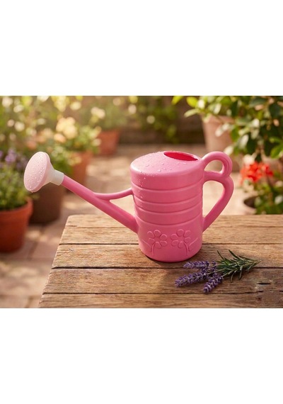 1 Lt Sarı Çiçek Desenli Başlıklı Bahçe Sulama Kabı 1 Adet Pembe