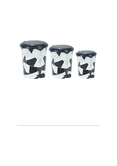 Desenli Pedallı Karışık Desen 3'lü Çöp Kovası Takımı Royaleks-m10144 Çok Renkli