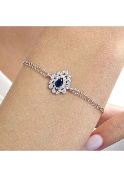 Effective Diamond İstanbul İhtişamı Sentetik Safir Taşlı Gümüş Bileklik