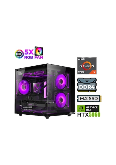 Xaser Sword X50 Eko R7-5700X 16 GB 512 GB M.2 NVMe SSD 8 GB RTX5060 Free Dos Masaüstü Oyuncu Bilgisayarı