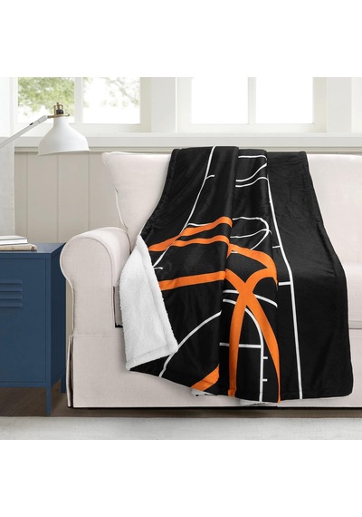 Basketbol Oyunu Sherpa Battaniye, 152,4 Cm X 127 Cm, Siyah Ve Turuncu Çok Renkli