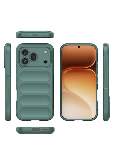 Honor 600 Pro 5g Kılıf Kamera Korumalı Derbe Emici Tpu Oyuklu Arka Yüzey Tasarımlı Etnik Silikon Kapak Koyu Yeşil