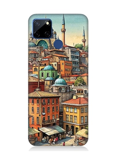 Realme C12 Uyumlu Eski Cami Ve Mahalle Desenli Silikon Kılıf