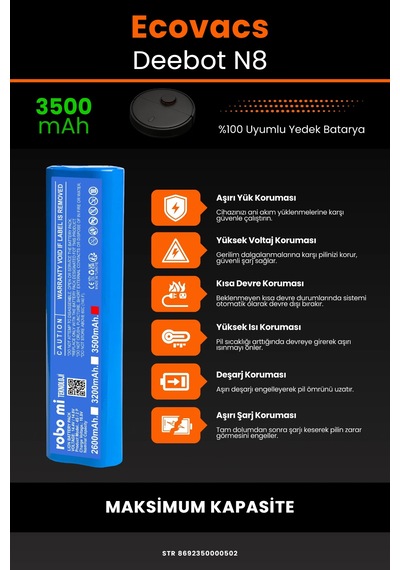 Ecovacs Deebot N8 Uyumlu 3500mah Robot Süpürge Bataryası - Maksimum Kapasite
