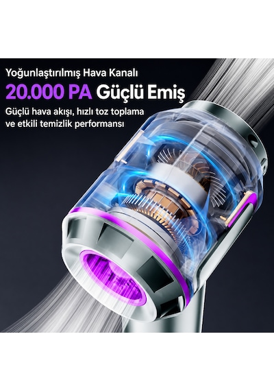 Ultratekno Carboon Serisi Spr-18 20.000 Pa 6000 Mah Kablosuz Üflemeli Araç Süpürgesi 20000 Pa