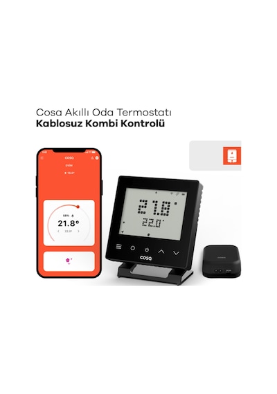 Cosa V5 Akıllı Kombi Kontrolü - Siyah Termostat