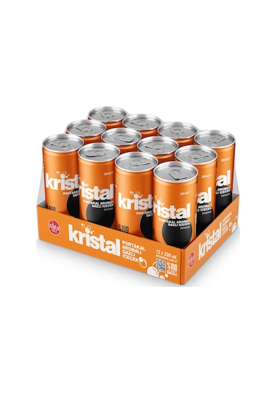 Kristal Portakal Aromalı Şekersiz Gazlı İçecek 330 ml 12'li