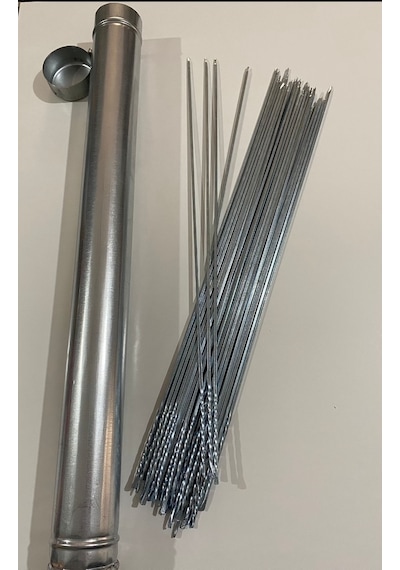 Mobilreyon-25 Adet Kare Ciğer Kuşbaşı Şişi Ve Şiş Kabı- Galvanizli Mangal Şiş Seti 50 Cm