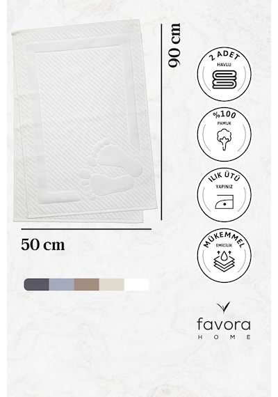 Leoline %100 Pamuk Premium 2'li Ayak Havlusu - Beyaz Beyaz
