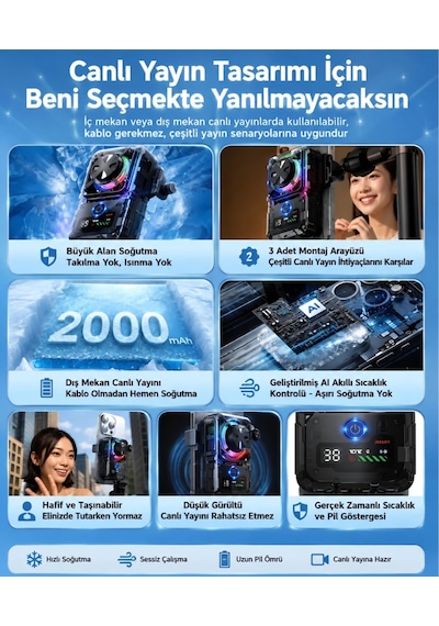 Memo Dl23 2000 Mah Bataryalı Yarı İletken Canlı Yayın Telefon Soğutucu