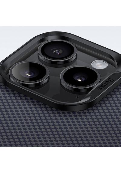 Apple Uyumlu iPhone 15 Pro Max Kılıf Magsafe Şarjlı Karbon Fiber Tasarım Benks Aurora Armorpro Kevlar Siyah