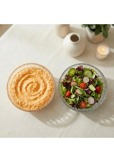 Selen Concept Mira Model El Yapımı Cam Salata ve Meyve Kasesi 2'li Set