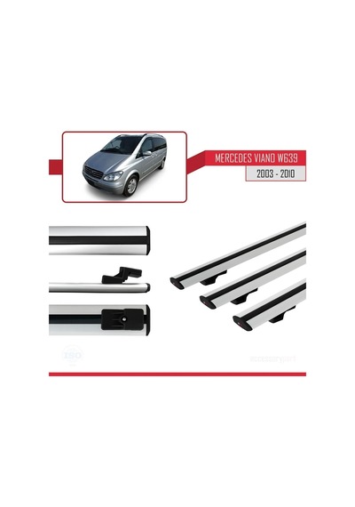 Mercedes Viano 2003-2010 Arası İle Uyumlu Basic Model Ara Atkı Tavan Barı Gri 3 Adet