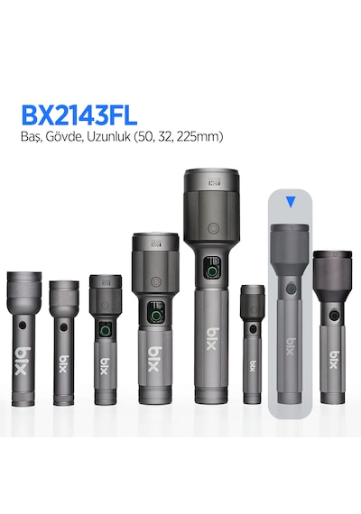 Bix Bx2143fl 24w Led 1100 Lümen Şarjlı Uzun Menzilli El Feneri Gri