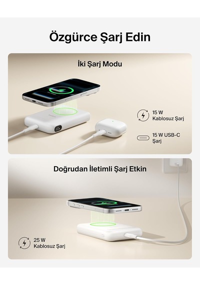 Belkin Ultracharge Pro 10000 Mah Manyetik Stantlı Power Bank, 25 W - Beyaz