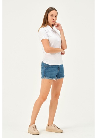 Msw Kadın Beyaz Regular Fit Polo Yaka T-shirt Beyaz