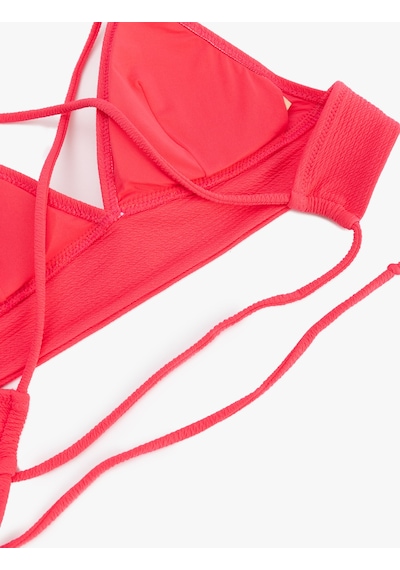 Koton Arkası Çapraz Askılı Bağlama Detaylı Bralet Bikini Üstü Fuşya 5sak10015mm Fuşya