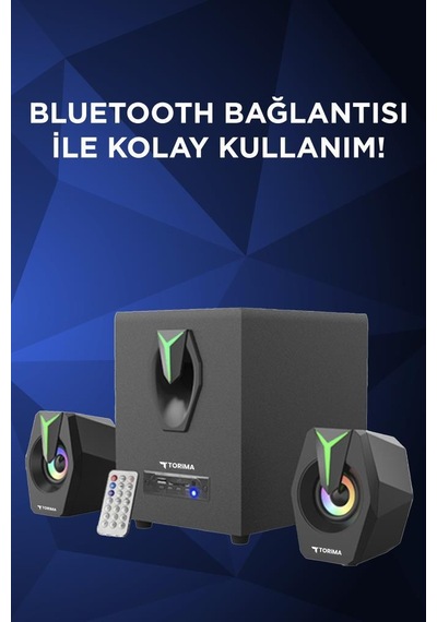 Torima D38 Siyah Bluetooth Hoparlör 2in1 Subwoofer Rgb Işıklı Bilgisayar Hoparlörü Speaker