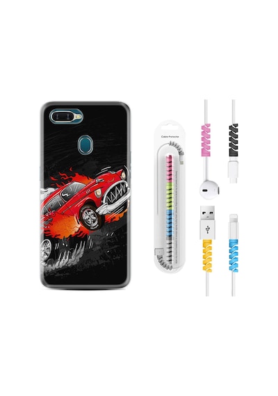 Oppo A5S Kılıf Kablo Koruyuculu Fire Car 1606