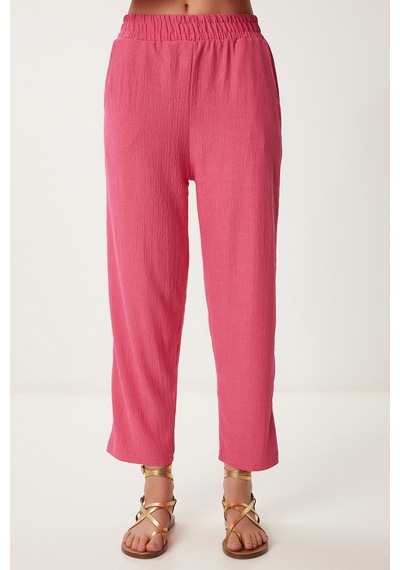 Happiness İstanbul Kadın Koyu Pembe Kimono Pantolon Örme Takımı By00050 Koyu Pembe
