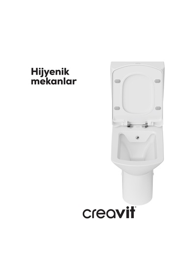 Creavit Nova Rim-off Duroplast Yavaş Kapanan Klozet Kapaklı Beyaz Set