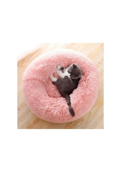 Ponchik Peluş Kedi Köpek Yatağı Pembe Simit Welsoft Kedi Yuvası