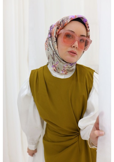 Silk Home Twill İpek Eşarp 11457-08 Gri, Gümüş, Leylak, Turuncu