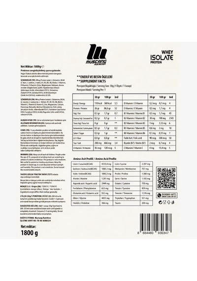 Mustang Nutrition Whey Isolate Protein Tozu 1800 Gr 60 Servis Çikolata + Shaker + Protein Kahve Hediyeli Çikolata Aromalı
